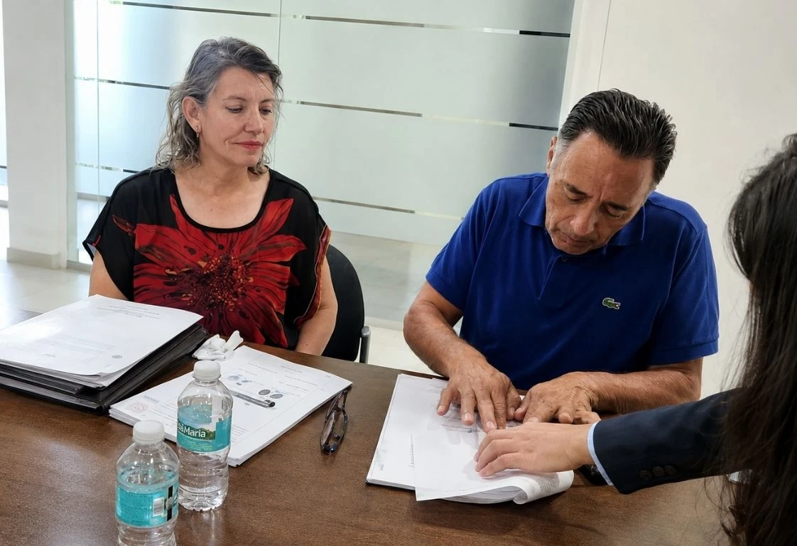Family owners in Aldea Hortus after signing the deed